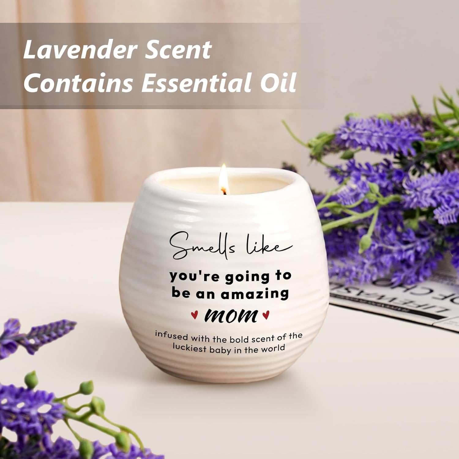 New Mom Gifts New Moms Candle 10Oz Mom To Be Gifts For 1St Time Moms Pregnancy Gift For Expecting Mother Soy Wax Lavender Candle In Ceramic Jar