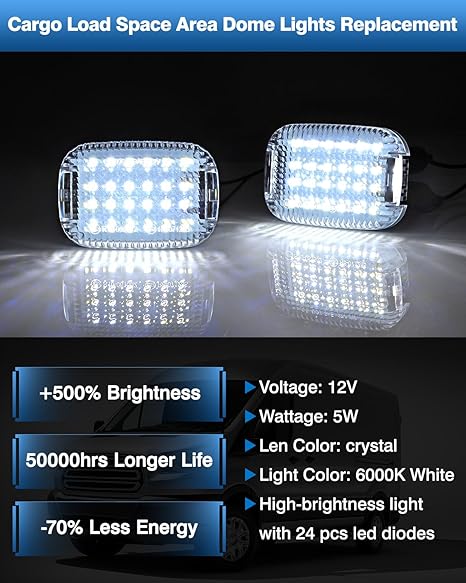 LED Interior Cabin Courtesy Lights Replacement for Ford Transit 150 250 350 2014 to 2024 Cargo Dome Lighting 6000K White