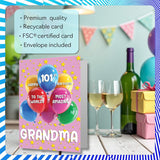 Grandma 101St Birthday Card - Worlds Most Amazing - Happy Birthday Card For 101 Year Old Grandma From Grandson Granddaughter, A5 Balloons And Stars Bday Greeting Cards
