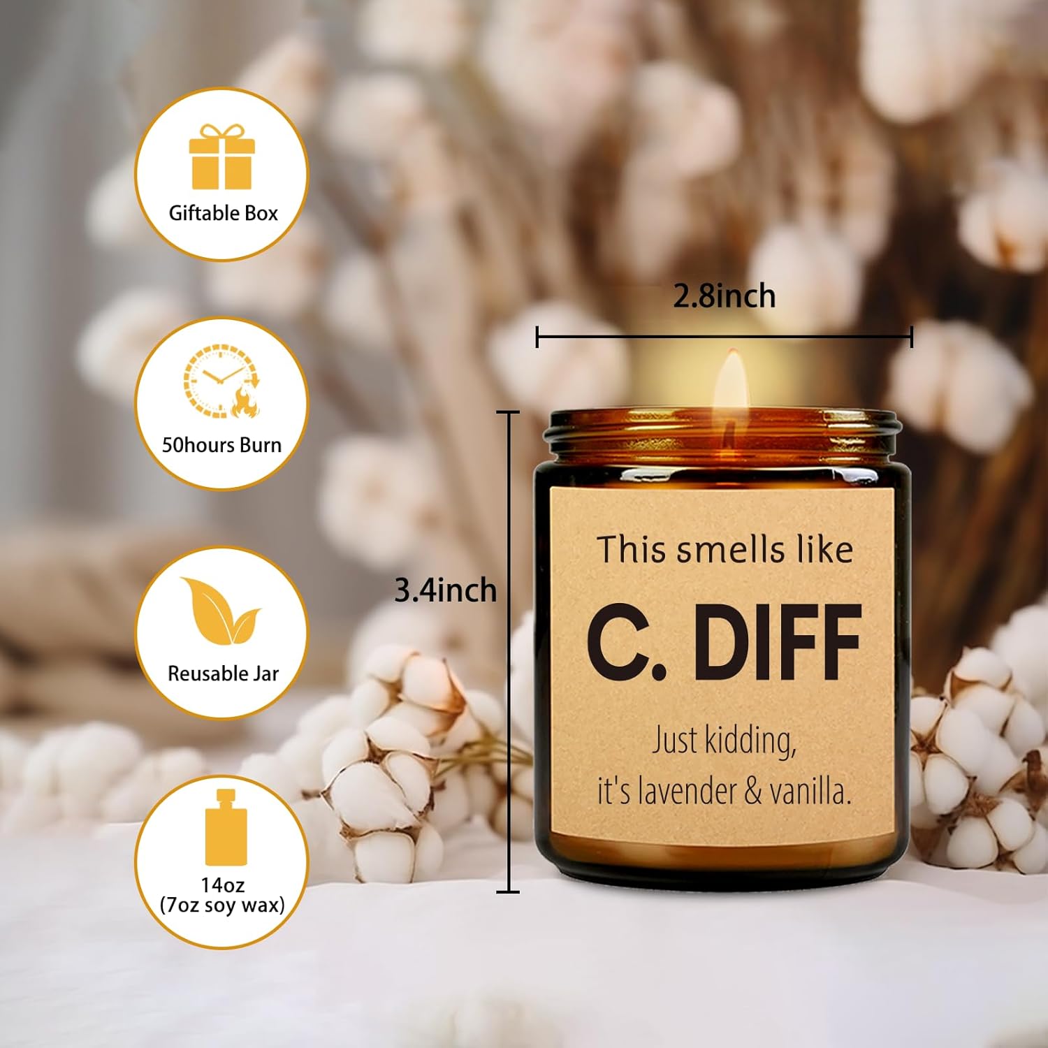 Funny Nurse Gifts For Women Men, Natural Soy Wax Lavender Scented Candle (7Oz), Valentines Day Christmas Nurse Week Appreciation Graduation Retirement Gifts For School Future Nicu Nurse Doctor