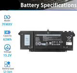 7FMXV Laptop Battery Replacement for Dell Latitude 5320 7320 7420 7520 63Wh