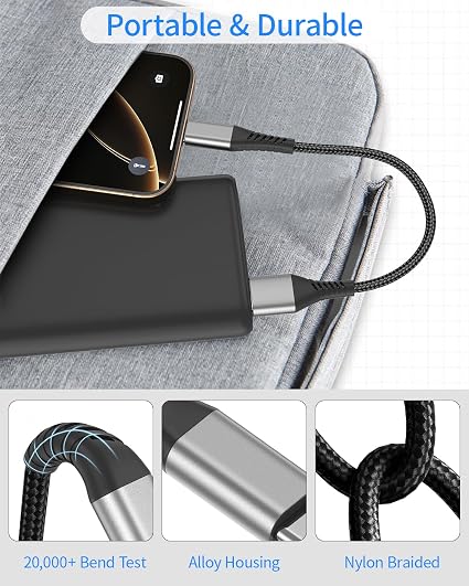 2 Pack 6 Inch Short USB A to USB C Fast Charging Cable for iPhone Samsung Pixel iPad