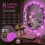 Light Purple Fairy Lights Battery Operated 16FT 50 LED Twinkle String Lights with Timer 8 Lighting Modes Waterproof Decorative Lights for Bedroom Party Christmas Decor