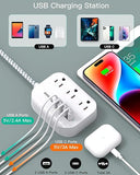 Cruise Essentials Power Strip 3 Outlets 4 USB Ports 5FT Flat Extension Cord White