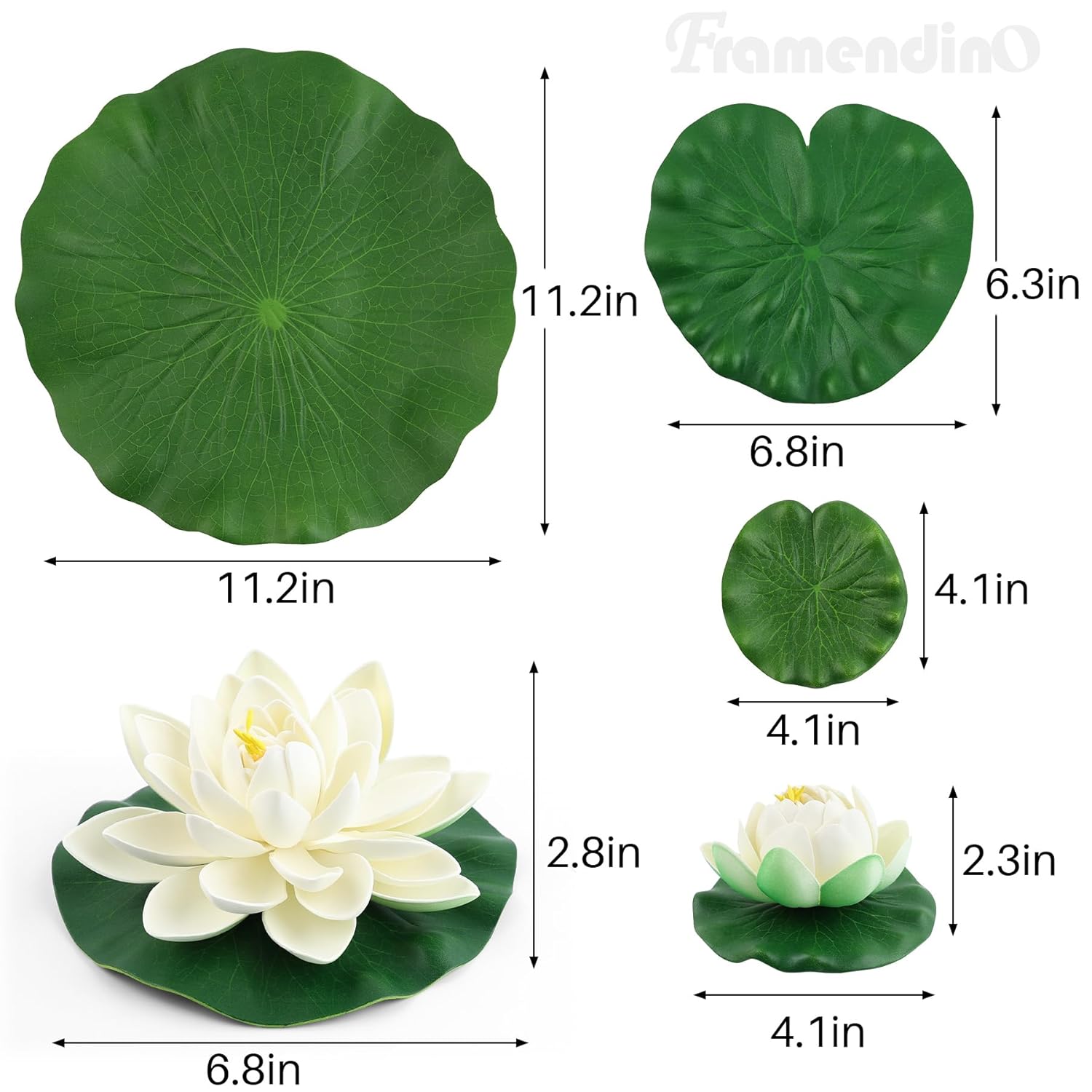 , 9 Pack Artificial Floating Foam Lotus Flower Decor Realistic Water Lily Pads Ornaments For Ponds Decoration