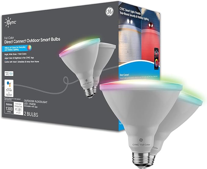 PAR38 Smart LED Flood Light Bulb 2 Pack Color Changing WiFi Outdoor Light Works with Alexa Google Home