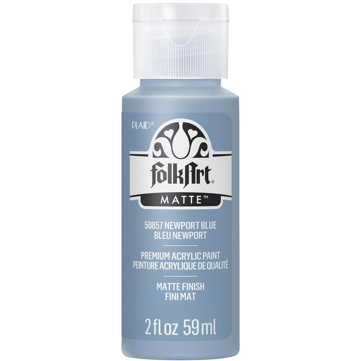FolkArt Acrylic Craft Paint, Newport Blue 2 fl oz Premium Matte Finish Paint, Perfect For Easy To Apply DIY Arts And Crafts, 50857