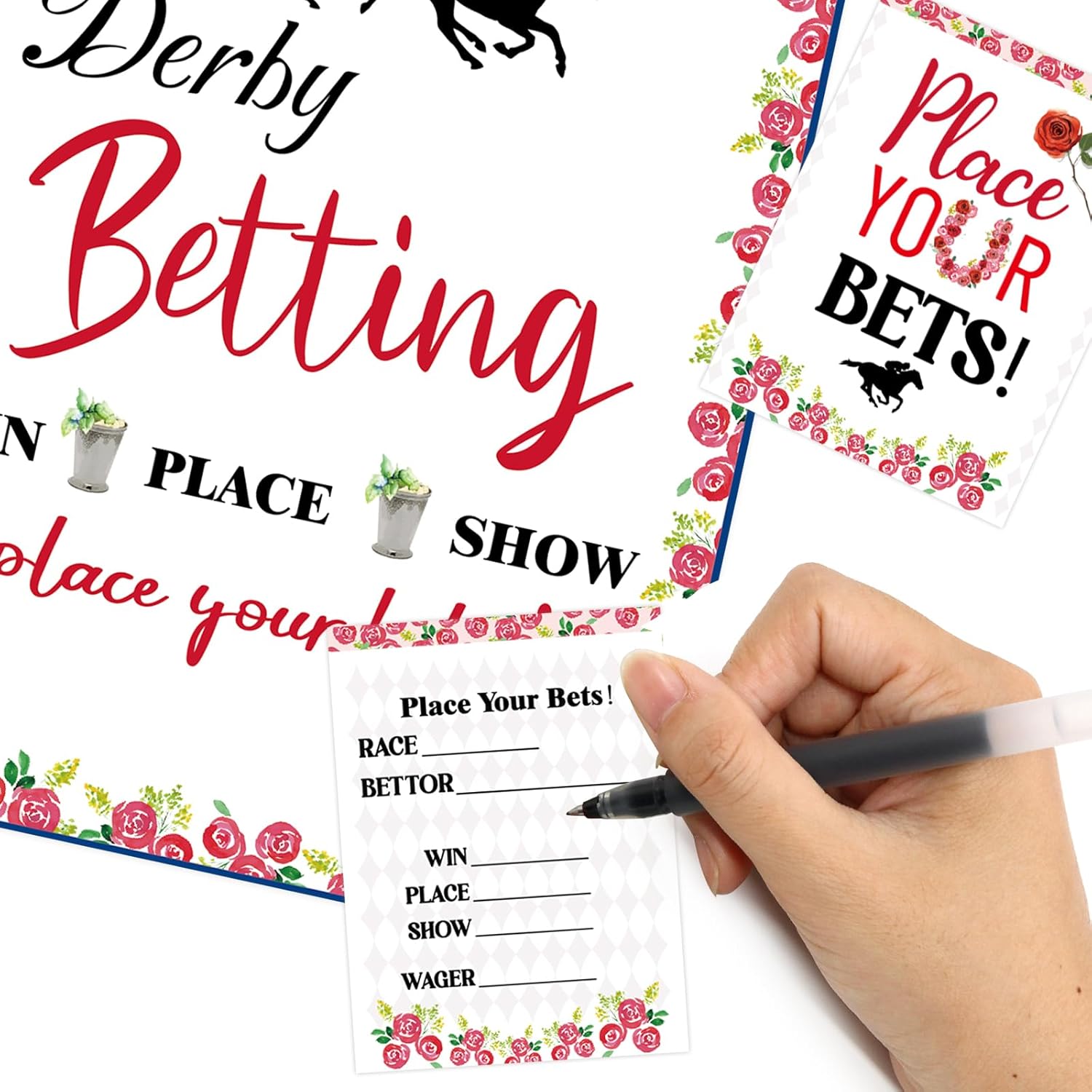 Race Horse Party Supplies 41Pcs Betting Cards Who Will Win Horse Racing Derby Invitation Ticket Guessing Game Card Kentucky Derby