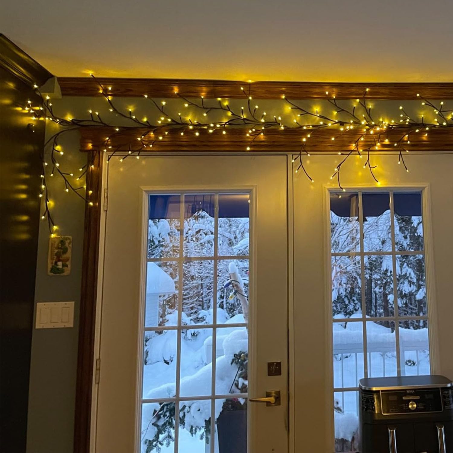 Enchanted Willow Vine Lights With Remote, Christmas Swags Decorations Indoor Room Decor, 18 Branches 144 Leds Lighted Wi