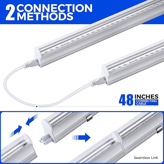 4 Pack 22W UV LED Blacklight Bar 4FT T5 Integrated Fixture with Switch for Glow Parties Halloween Decor