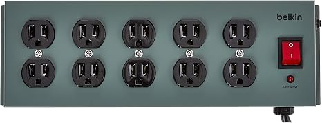 Heavy Duty Surge Protector Power Strip 10 Outlets 885J 15FT Extension Cord 5 Pack Metal Black