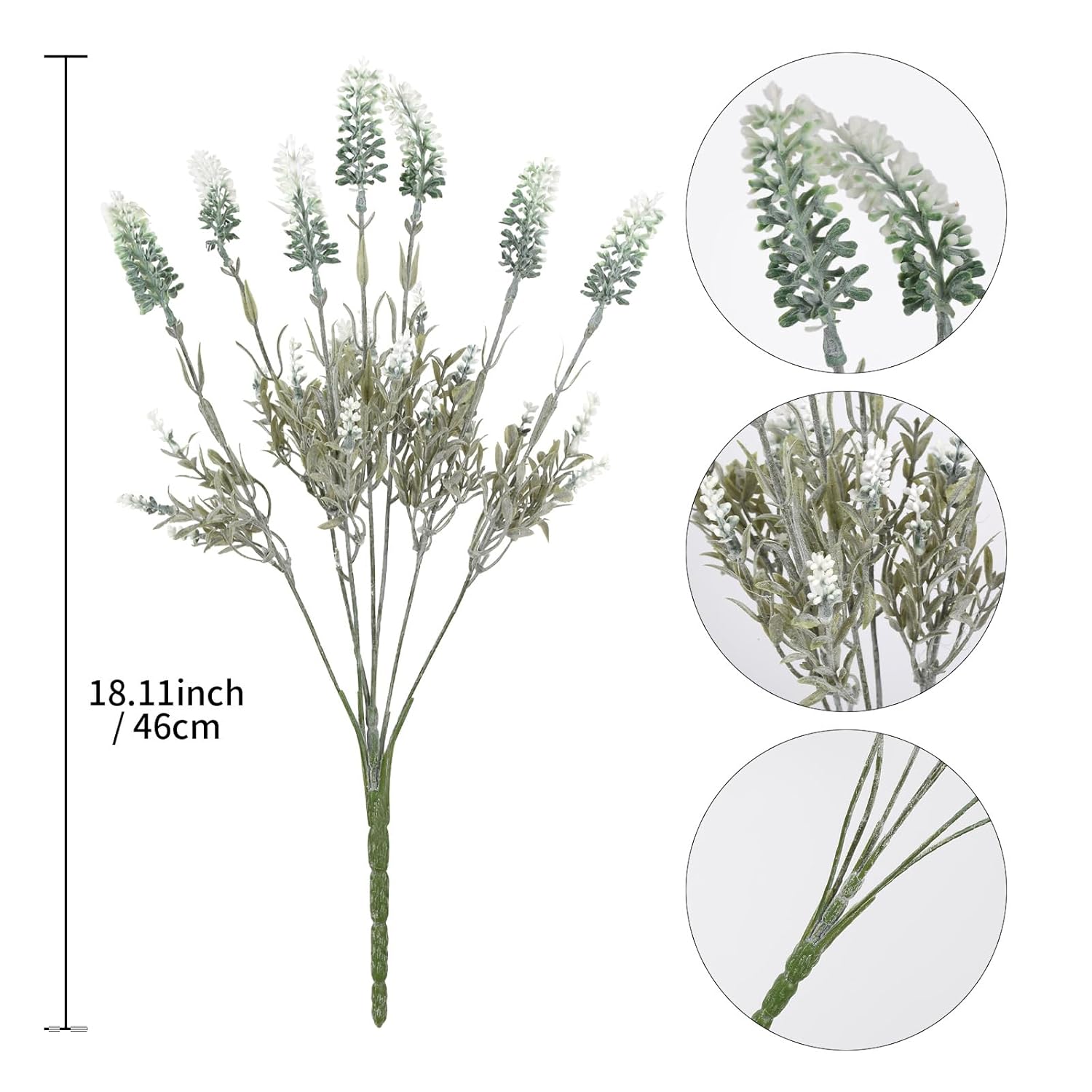 Artificial Lavender Stems 5 Bundles Fake Lavender 18.11" Artificial Flowers With Stems For Home Decor Indoor Outdoor Wedding Centerpieces Floral Arrangement (White)