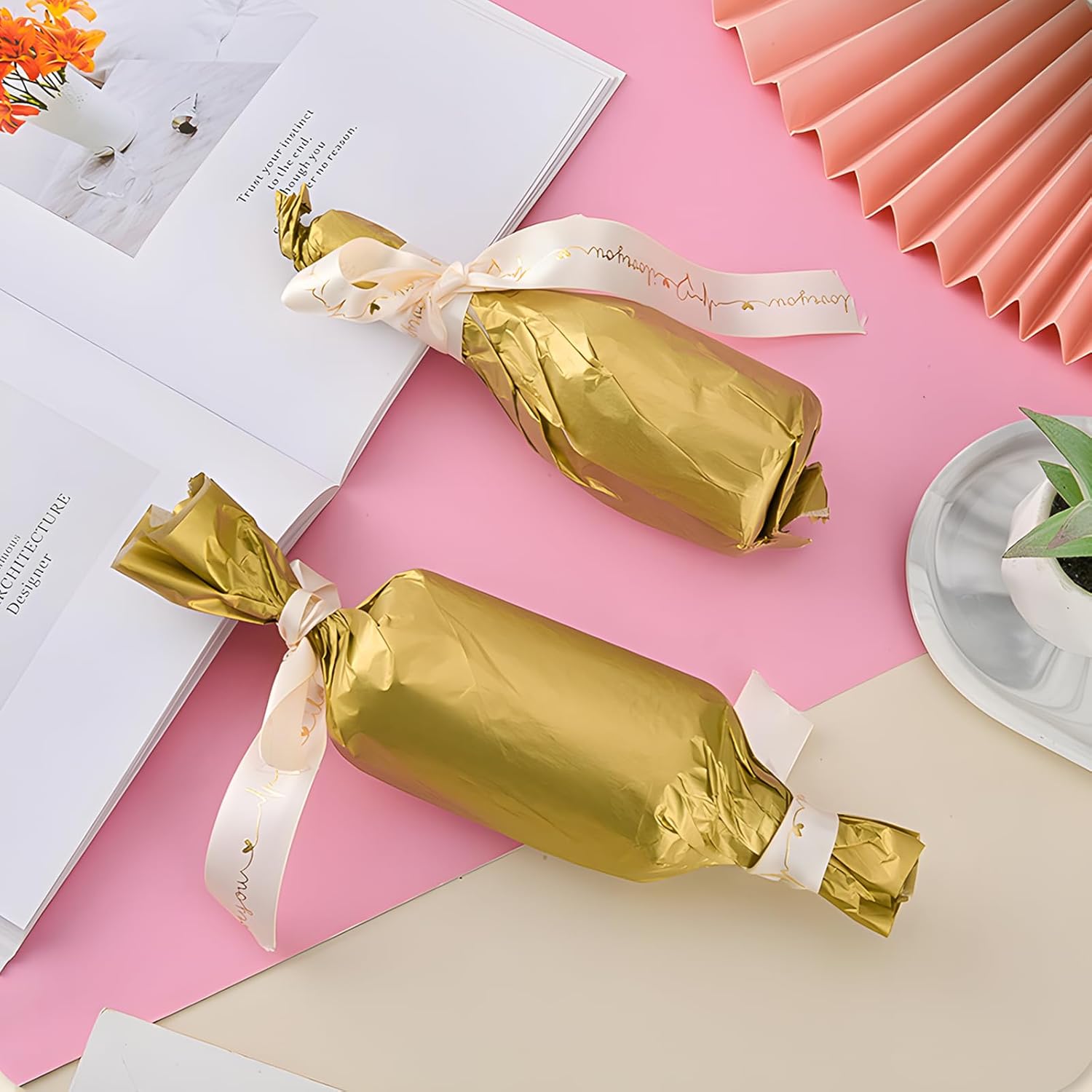 Gold Tissue Paper For Gift Bags - 30 Sheets Of Gold Wrapping Tissue Paper Bulk Packaging Paper For Weddings Birthday Diy Project Christmas Gift Wrapping Crafts Decor (14 X 20 Inch)