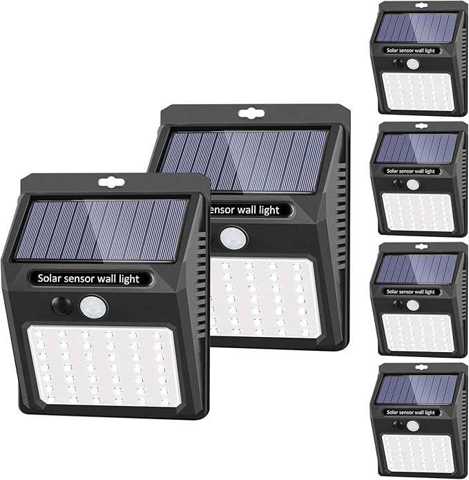 6 Pack Solar Motion Sensor Security Lights Waterproof Outdoor Garden Fence Patio Garage Lights