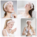 Spa Headband For Washing Face Wristband Set Sponge Makeup Skincare Velvet Fabric Bubble Soft Get Ready Hairbands For Women Puffy Headwear Non Slip Thick Thin Hair Accessory (Red Heart)