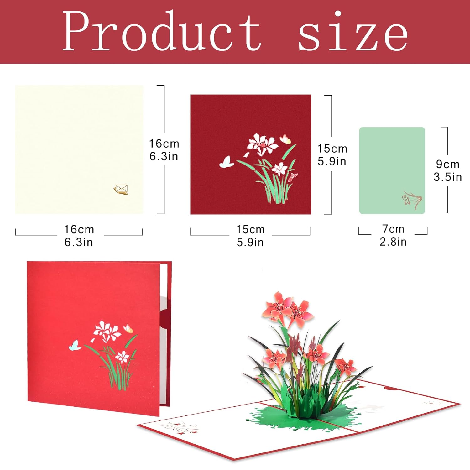 Color Printed Daffodil Pop Up Paper Flower Bouquet Greeting Cards With Blank Note & Envelope, Ideal Gift For Celebrating Love, Birthday, Anniversary, Special Moments, Valentine'S Day