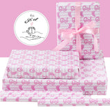 Baby Wrapping Paper - It'S A Girl Feet Pink & White Stripes - 20 X 28 Inches For Girl Birthday Present, Baby Shower, Gender Reveal Theme