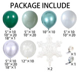 Christmas Snowflake Arch Garland Kit, 146 Pcs Green White Silver Balloons With Clear Snowflake Mylar Balloons For Xmas Winter Wonderland Baby Shower Birthday Party Decorations
