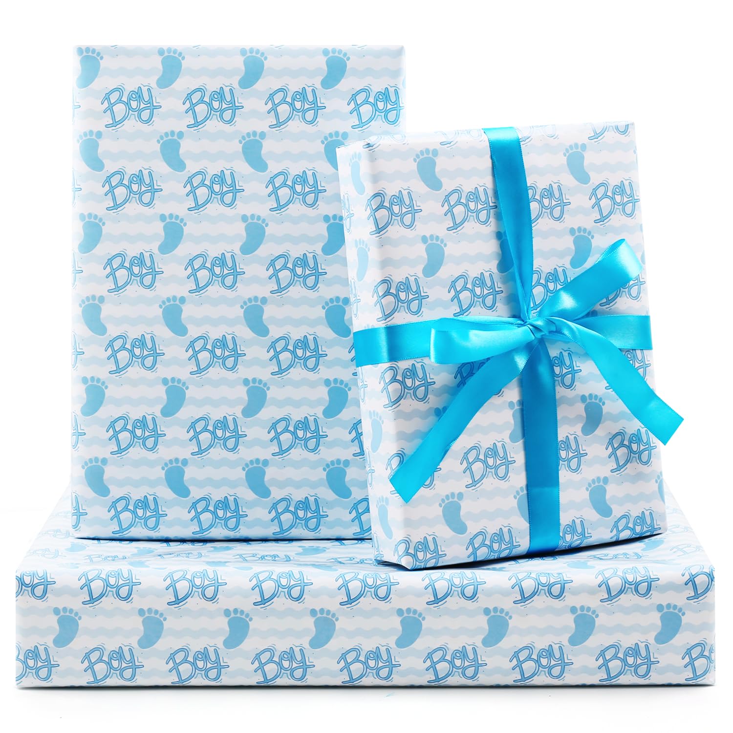 Baby Shower Wrapping Paper Boy, It'S A Boy Baby Boy Feet Blue White Stripes Wrapping Paper 20 X 28 Inches For Boys Birthday Present Gender Reveal Theme Baby Shower Party Kindergarten Newborn