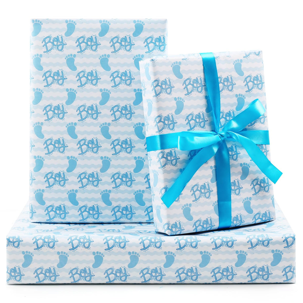 Baby Shower Wrapping Paper Boy, It'S A Boy Baby Boy Feet Blue White Stripes Wrapping Paper 20 X 28 Inches For Boys Birthday Present Gender Reveal Theme Baby Shower Party Kindergarten Newborn