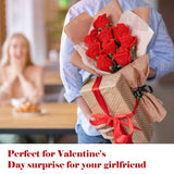 10 Pcs Valentine'S Day Red Crochet Roses Bouquet, Handmade Knitted Flowers, Forever Artificial Roses Gift For Women Wife Mother Friend