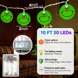Green Christmas Lights, 30 Led 10 Ft Battery/Usb Powered String Lights, Christmas Tree Decorations For Home Garden Indoo