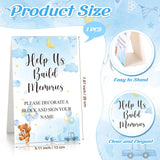 125 Pcs Baby Shower Decorate A Block Game Set Includes Help Us Build Memories Sign 100 Diy Blank Wooden Block 24 Paint Marker Prize For Wedding Baby Shower Game(Bear)