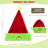 Santa Hat For Unisex Adults?Velvet Christmas Hat With Funny Elf Monster Face For Women Or Men?New Year Party Headwear (Adult)
