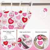 Valentines Shower Curtain Cute Love Pink Hearts Shower Curtain For Valentines Day Decorations Waterproof Romantic Sweetheart Bathroom Decor Curtain, 72 X 72 Inch