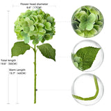 4Pcs 19.6Inch Faux Green Hydrangea Artificial Flowers Silk Latex Realistic Full Large Hydrangeas Spring Long Stem Leaves Bouquet Plants For Tall Vase Garden Xmas Table Flower Arrangements
