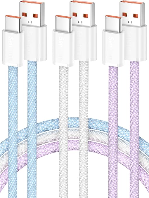 3 Pack 10FT USB A to USB C Fast Charging Cable 3A for iPhone Samsung Android CarPlay