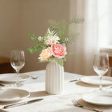 Faux Flowers With Vase - Rose Artificial Flowers In Vase For Coffee Table Centerpiece Entryway Decoration, Rustic Floral Arrangement For Living Room Kitchen Farmhouse Home Decor