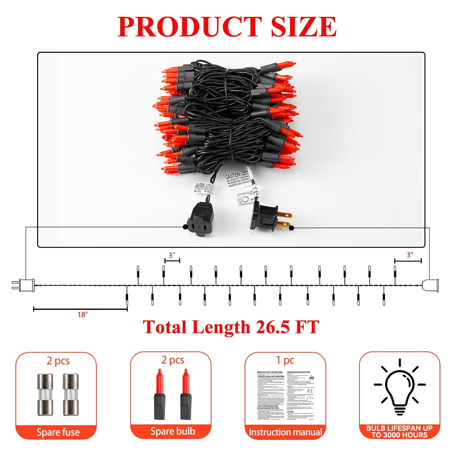 Halloween Lights 100 Counts, Orange Christmas Lights Indoor Outdoor,Black Wire Connectable Of Lighting String,Decoration