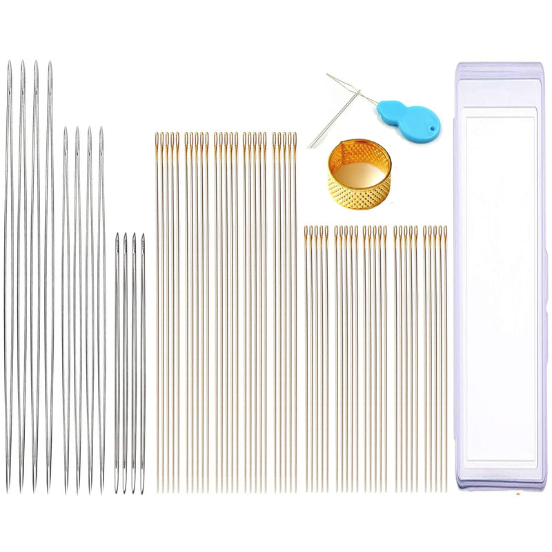 62 Pcs Assorted Beading Needles Including 12 Pcs Big Eye Beading Needles + 50