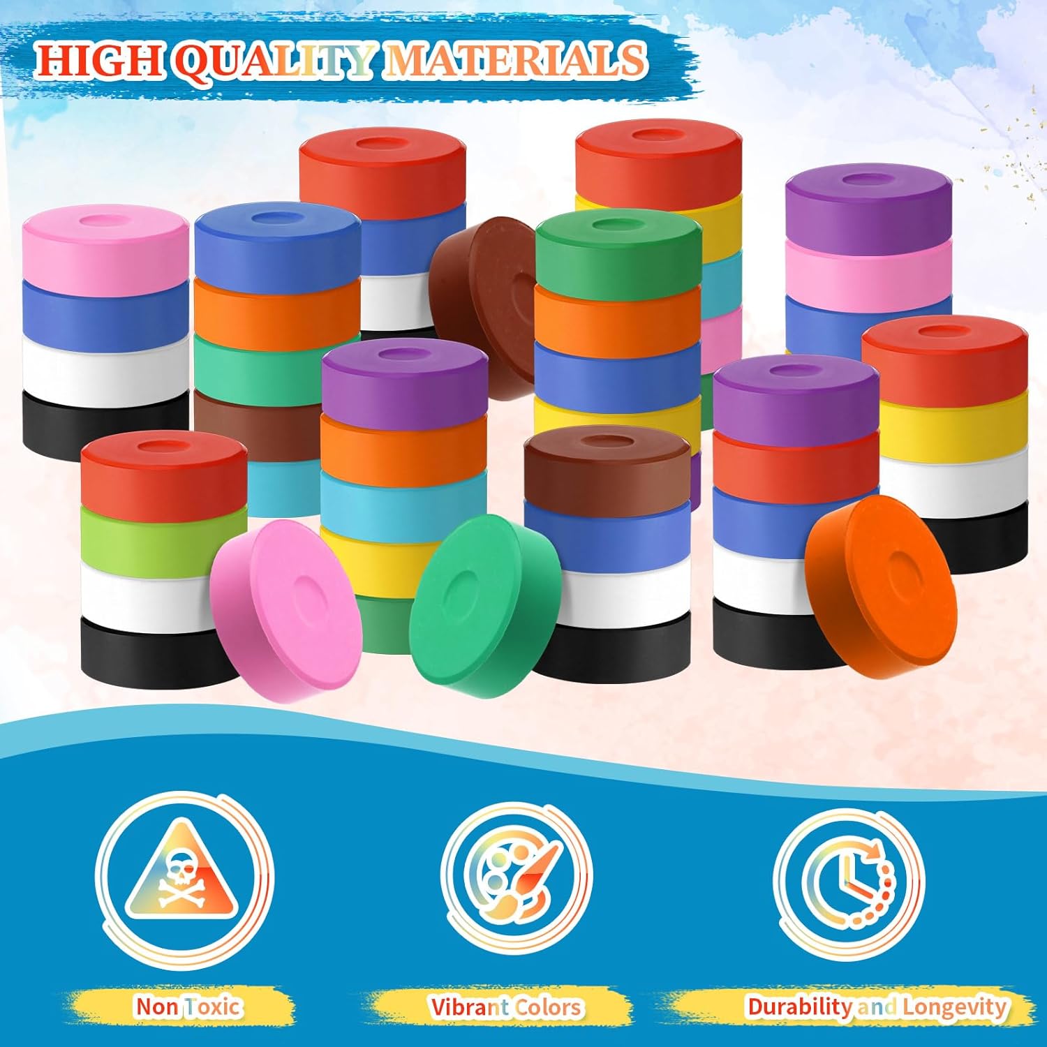 12 Pcs Tempera Paint Cakes 12 Colors Large Washable Cake Paint 2.24 X 0.71Inch Paints Blocks Art Supplies For Classroom Art Painting Drawing