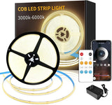65.6FT 3000K White LED Strip Lights 24V Dimmable Flexible Tape Light with Remote and App Control