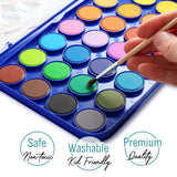 2 Pack Watercolor Paint Set 12 Vivid Colors Includes Watercolour Mixing Palette And 2 Brushes, Perfect For Artists, Beginner Painters, Kids And Adult Painting
