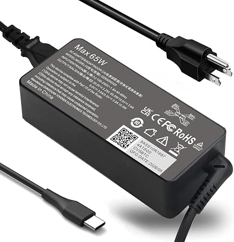 65W USB C Laptop Charger Power Adapter for Lenovo ThinkPad Yoga Chromebook ADLX65YDC2A