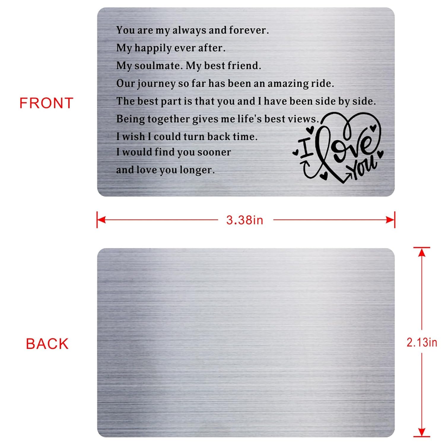 When I Say I Love You More Stainless Steel Insert Card - Anniversary Sentimental Gifts For Boyfriend Or Girlfriend,I Love You Card Romantic Gifts For Him Or Her… (Silver-5)