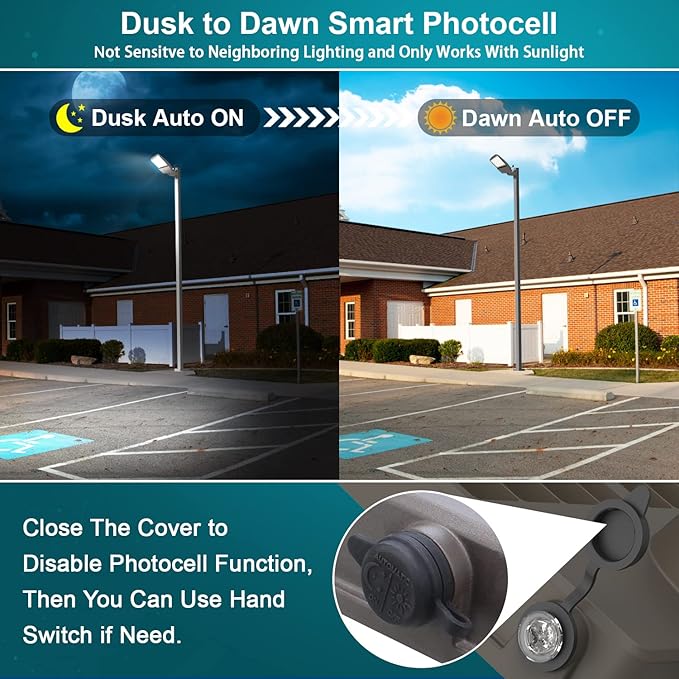 240W LED Parking Lot Light 38400LM 5000K Dusk to Dawn Outdoor Flood Light with Adjustable Wall Pole Mount