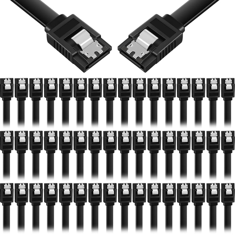 50 Pcs Sata Cable Iii 6Gbps Straight Sata Data Cable With Locking Latch 20 Inc