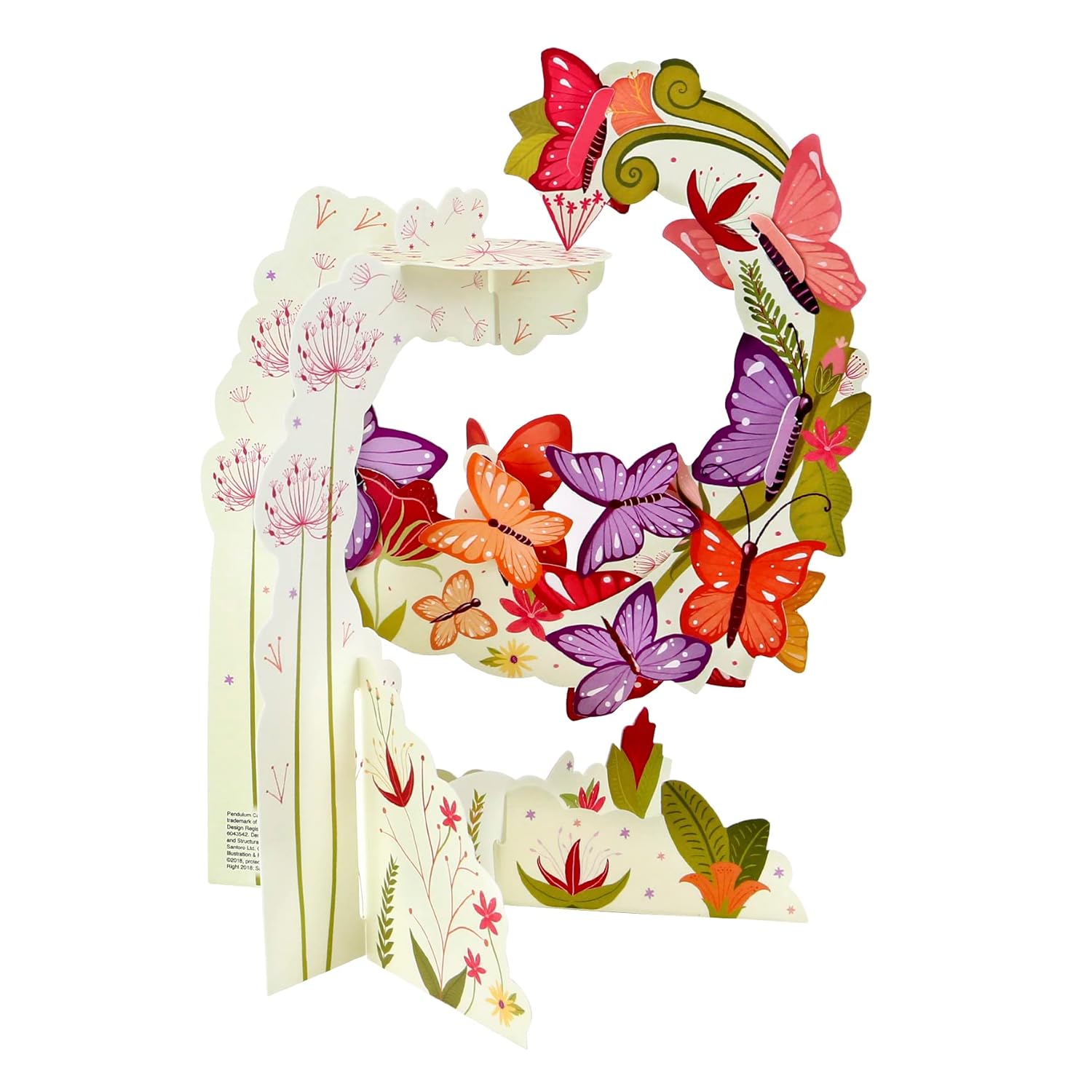 SANTORO Pendulum, 3D Pop Up Greeting Card - Butterflies - For Her, Mom, Daughter, Wife, Mothers Day, Anniversary, Spiritual Insect Card, New Beginnings, Elegant Sympathy Card, Milestone Celebration