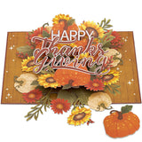 Happy Thanksgiving Pop Up Card, Pumpkin, Flowers, Thanks Giving, 3D Popup Greeting Cards, Gifts For Mom, Grandma, Girl, Women, Table Decorations, 5X7 - Includes Envelope And Message Note