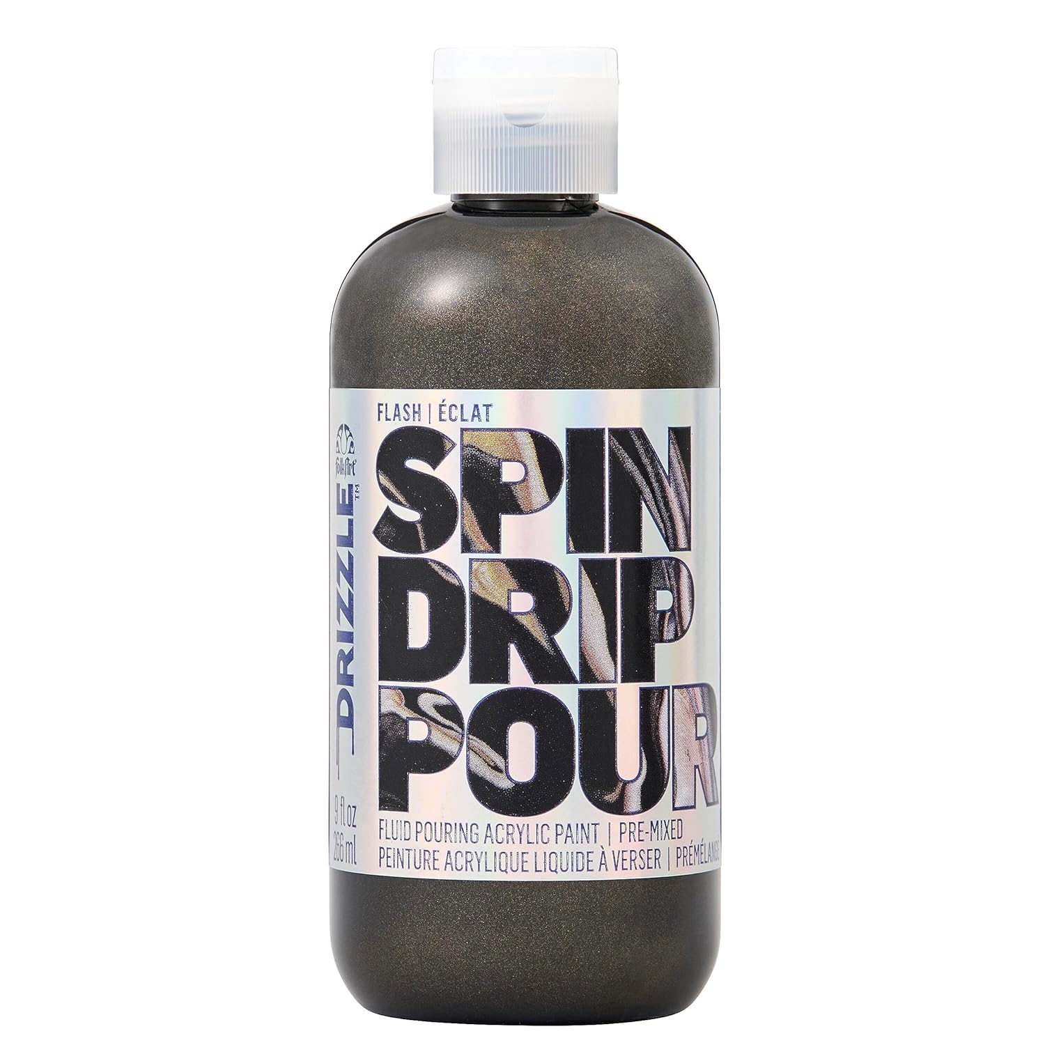 FolkArt Onyx Flash Drizzle Pre-Mixed Fluid Acrylic Pouring, 9 fl oz Premium Paint Perfect for Indoor & Outdoor Arts and Crafts Projects, 51086