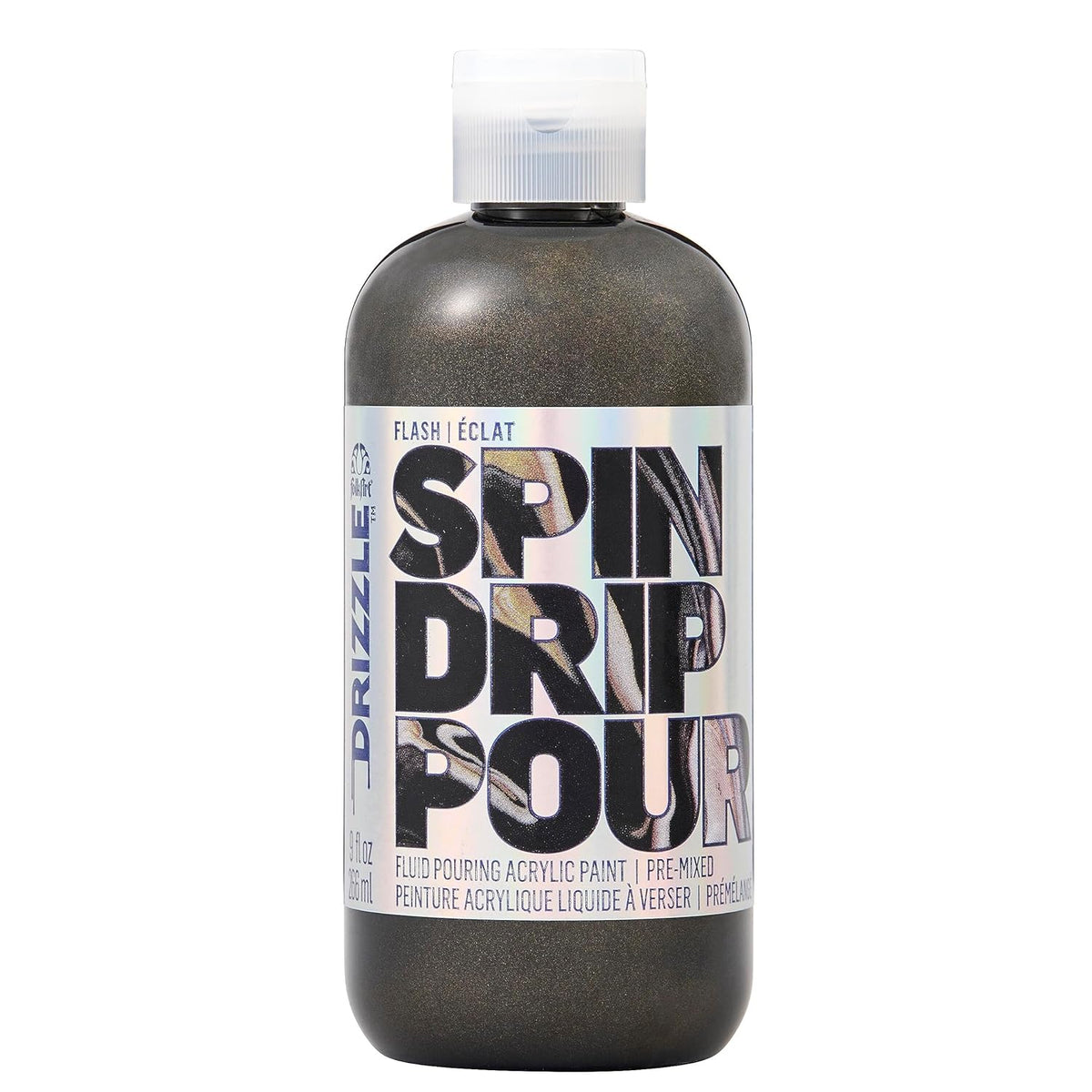 FolkArt Onyx Flash Drizzle Pre-Mixed Fluid Acrylic Pouring, 9 fl oz Premium Paint Perfect for Indoor & Outdoor Arts and Crafts Projects, 51086
