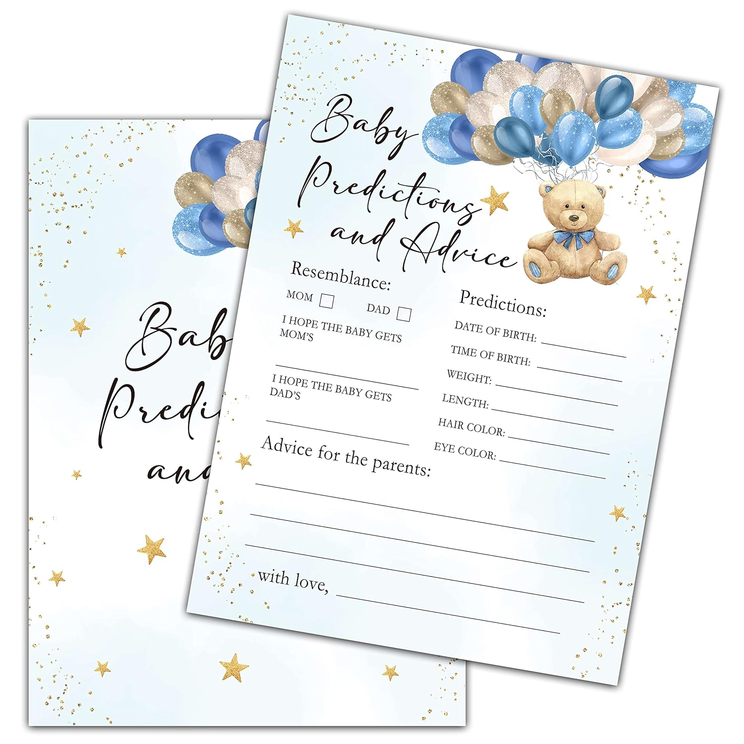 Bear Balloon Baby Shower Game, Baby Predictions And Advice Cards Party Game, Twinkle Little Star Theme Gender Reveal Party Games, Baby Shower Party Activities & Decorations -30 Game Cards(11)