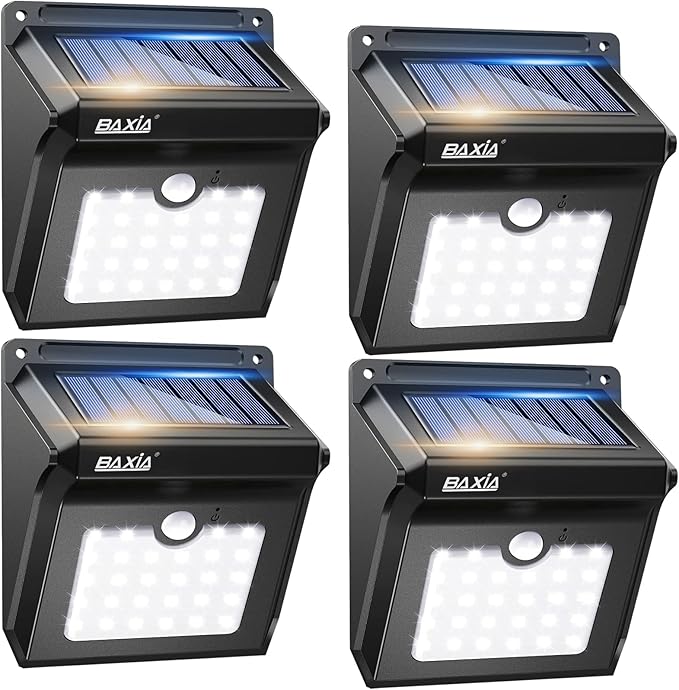 4 Pack Wireless Solar Motion Sensor Lights 400LM Waterproof Outdoor Security Lights
