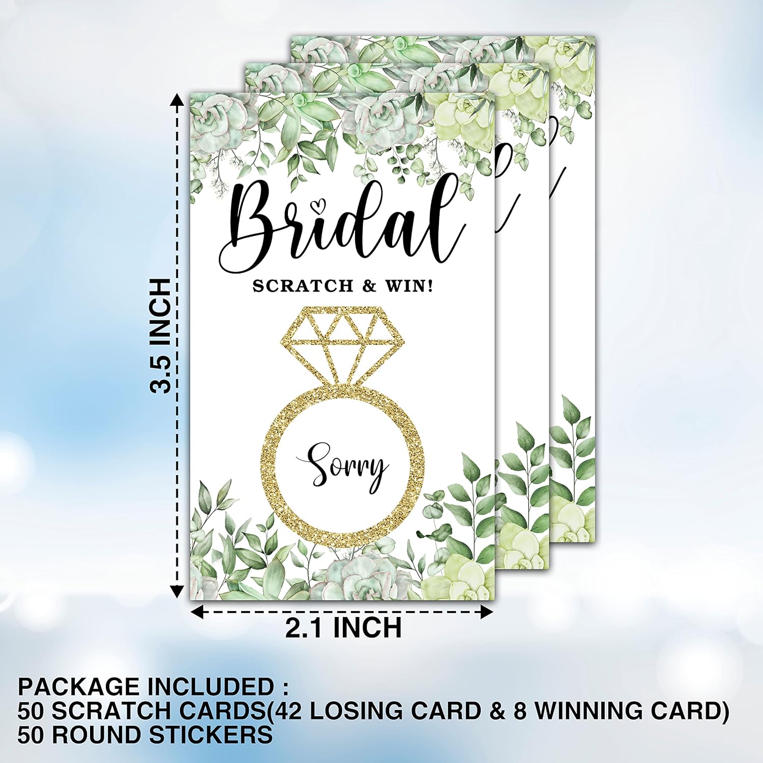 Bridal Shower Scratch Off Games, Bridal Shower Decorations, Greenery Bridal Raffle Lottery Tickets Cards For Bridal Shower Bachelorette Party Wedding Engagement Party, Set Of 50 Cards (A10)