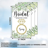Bridal Shower Scratch Off Games, Bridal Shower Decorations, Greenery Bridal Raffle Lottery Tickets Cards For Bridal Shower Bachelorette Party Wedding Engagement Party, Set Of 50 Cards (A10)