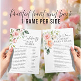 Floral Baby In Bloom Baby Shower Games, Fun Activities For 25 Guests(Nursery Rhyme, Celebrity Parents, Emoticon Baby Shower And Children'S Book Emoticon Game)